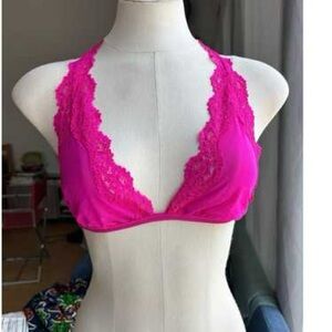 SKIMS Vibrant Pink Lace Bralette